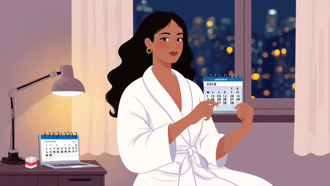 Private workspace with health card and condom box in Munich apartment